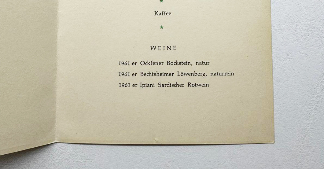  Abendessenkarte Mai 1964 