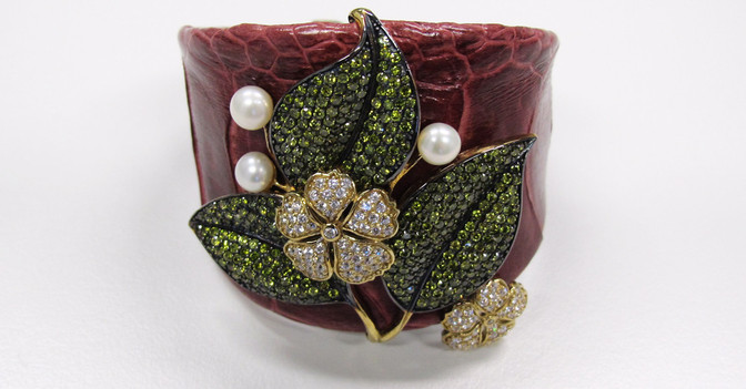  Armreif Blüte und Blatt 