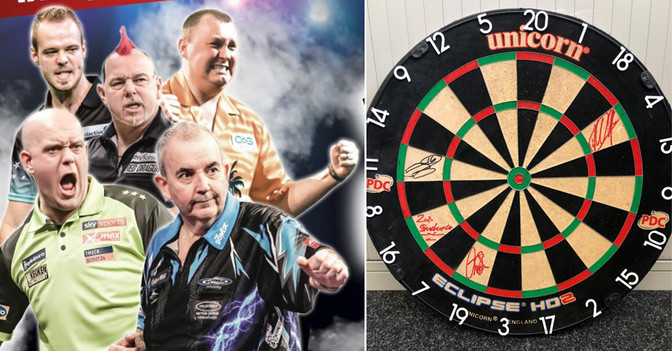 Dartscheibe signiert   Dartscheibe signiert