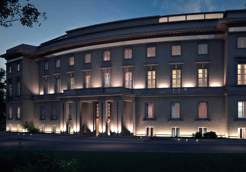 Die geschwungene Fassade vom Hotel Das Stue ist ein absoluter Hingucker