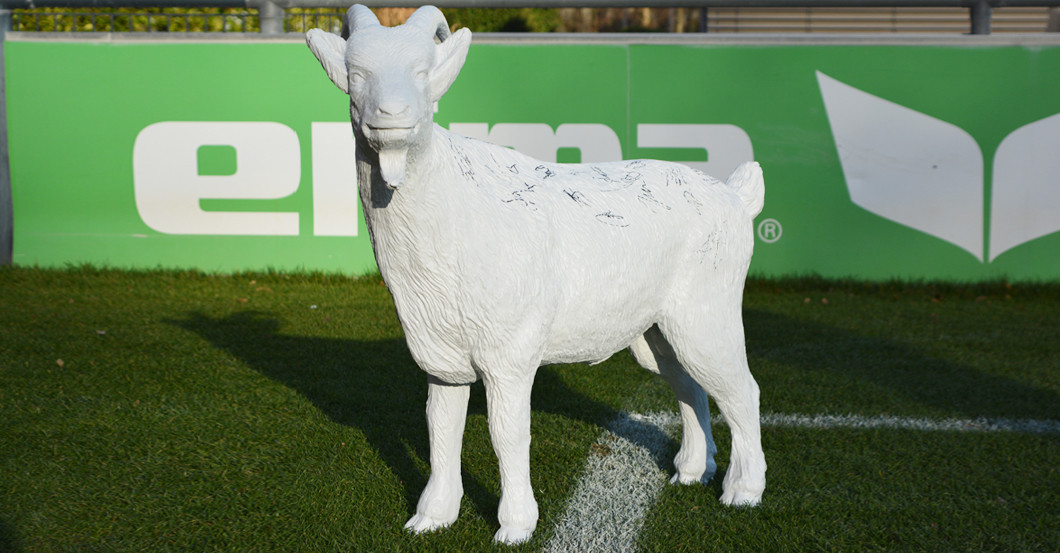 Gipsgeißbock signiert   Gipsgeißbock signiert