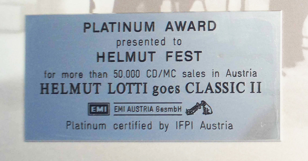 Helmut Lotti Platin Award   Helmut Lotti Platin Award