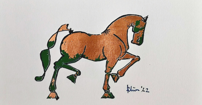  KH Klün Pferd Bronze Grün 