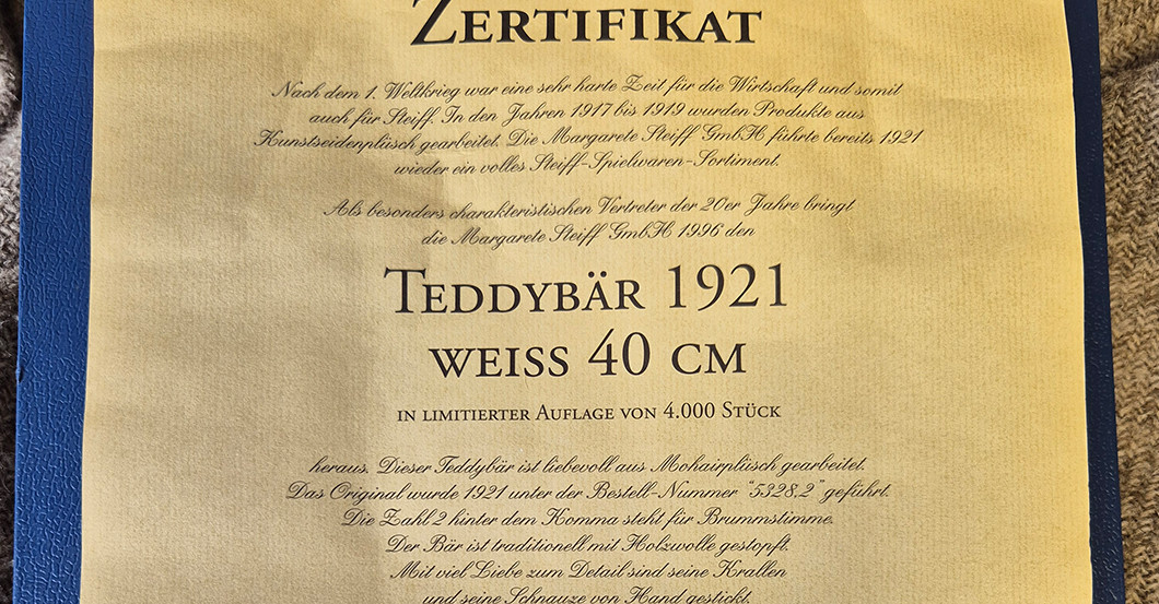KP Steiff Bär 1921   KP Steiff Bär 1921