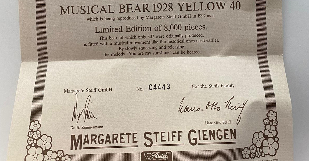 KP Steiff Musik Bär    KP Steiff Musik Bär