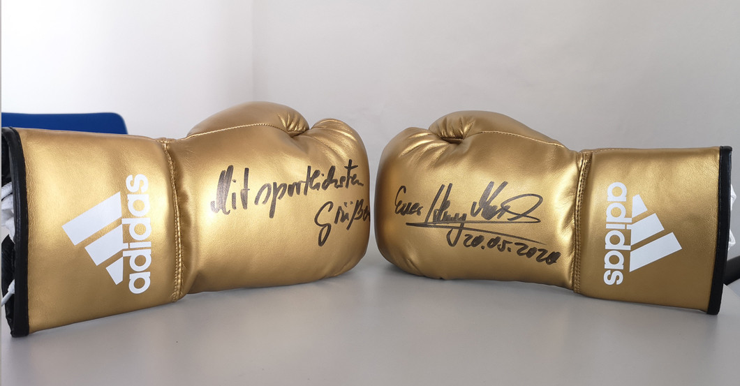  Maske Handschuhe gold 