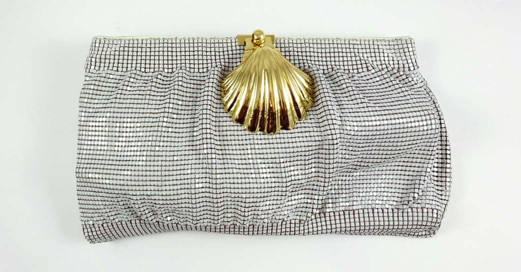  Pailletten Clutch weiß 