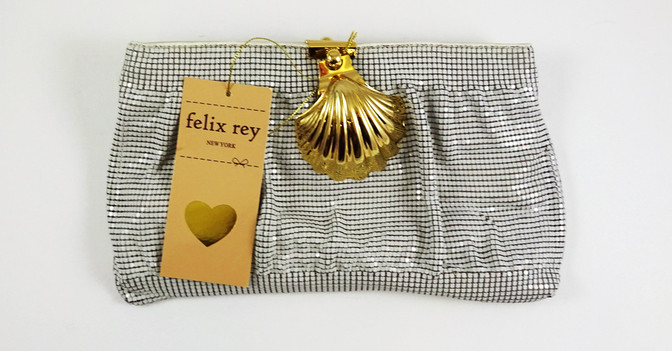  Pailletten Clutch weiß 