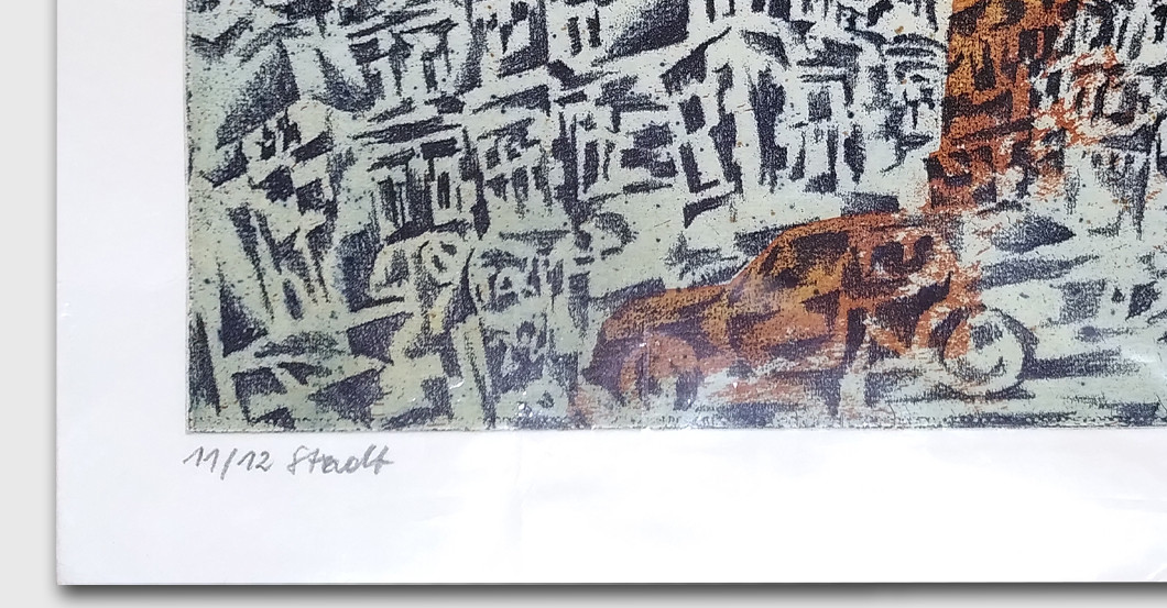 Radierung Stadt Raschke    Radierung Stadt Raschke