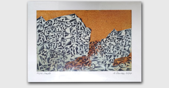 Radierung Stadt Raschke    Radierung Stadt Raschke