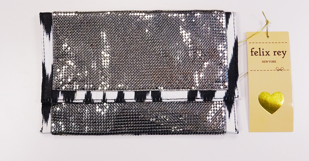  Silberne Clutch schwarz 