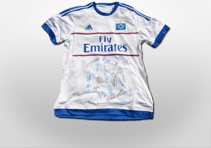  Teamsigniertes HSV Trikot 