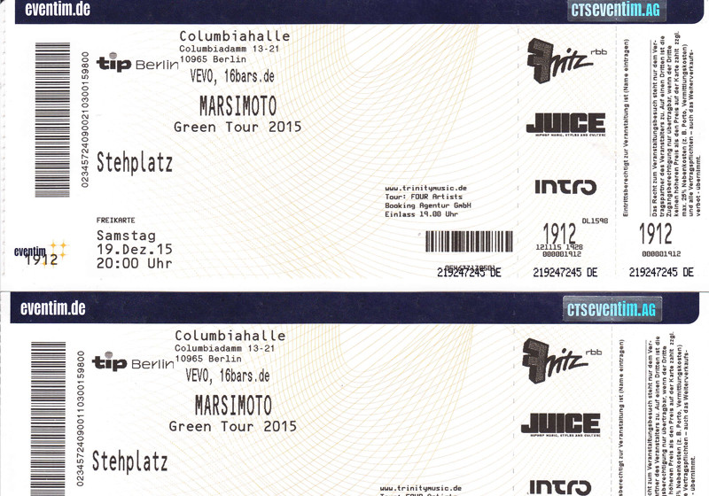  Tickets Marsimoto Konzert 