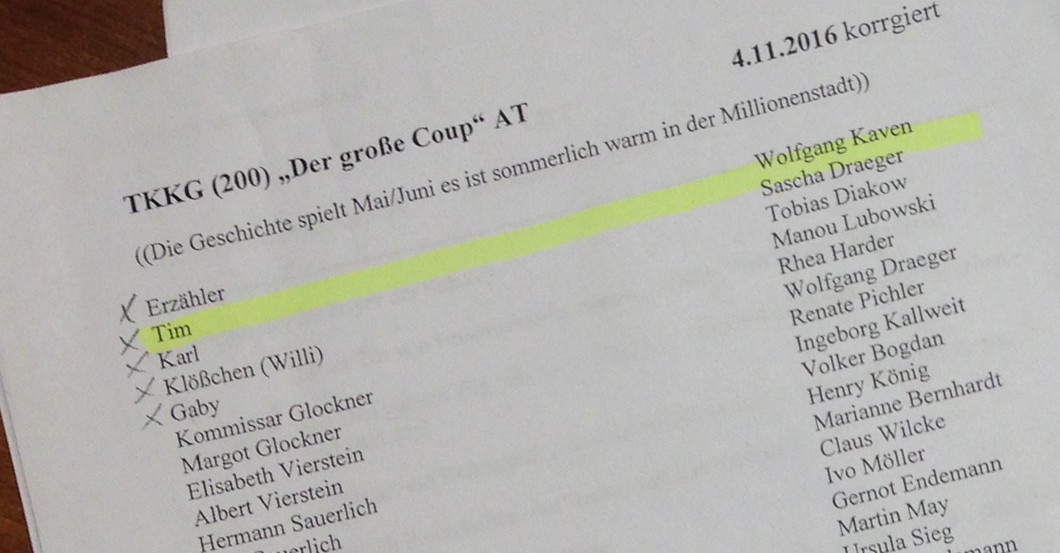  TKKG Drehbuch signiert 