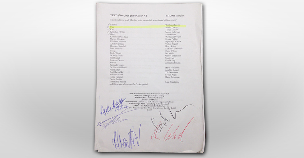  TKKG Drehbuch signiert 