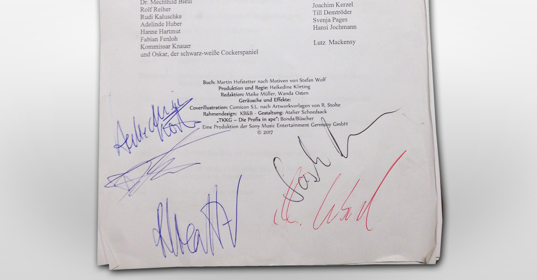  TKKG Drehbuch signiert 