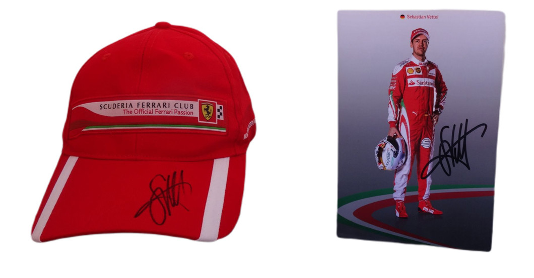Vettel signiert Cap   Vettel signiert Cap