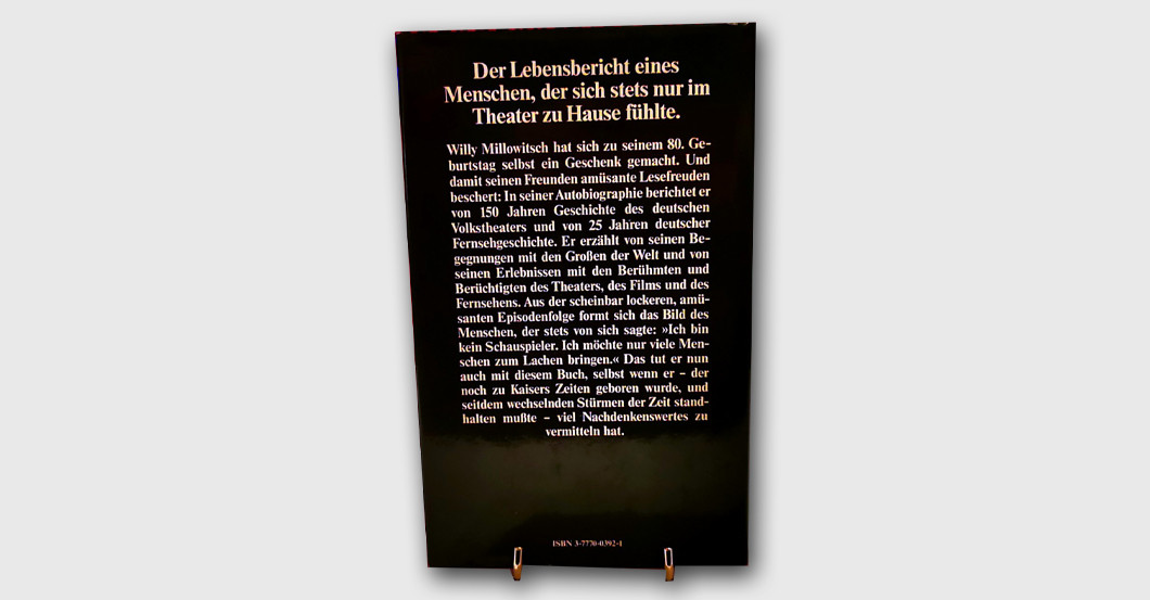 WH Millowitsch Buch   WH Millowitsch Buch