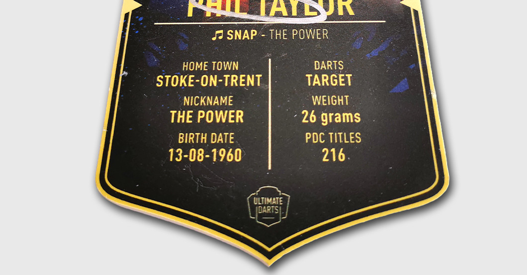 WH Taylor Darts Card   WH Taylor Darts Card