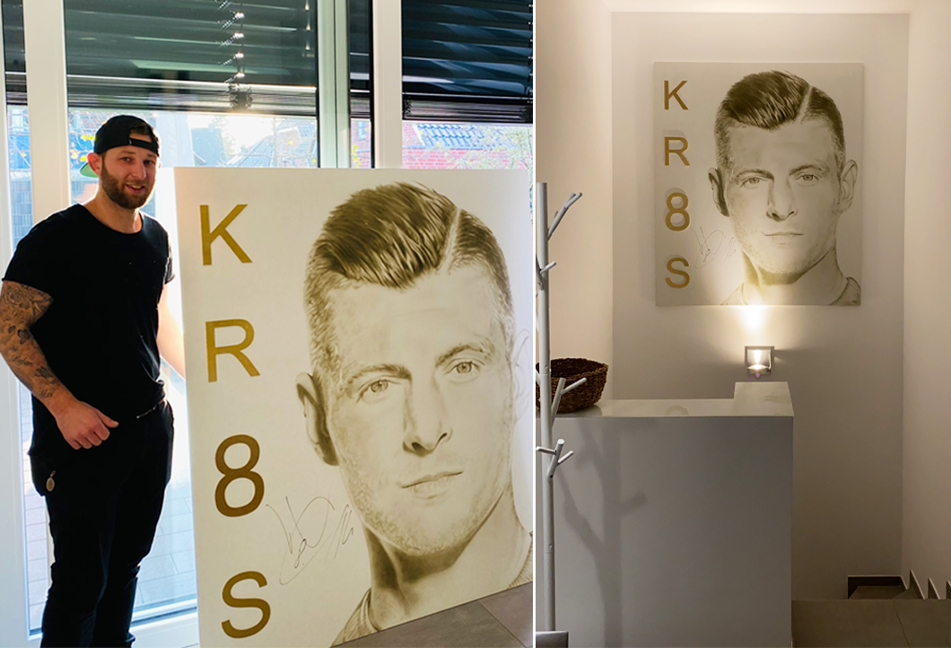 Toni Kroos-Gemälde persönlich überreicht vom Künstler  Toni Kroos-Gemälde persönlich überreicht vom Künstler