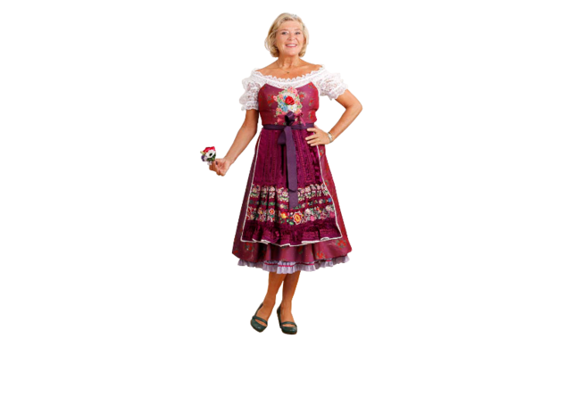Designer-Dirndl getragen von Jutta Speidel