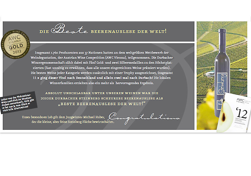 Die handverlesenen Beeren garantieren den notwendigen Reifegrad des Weins