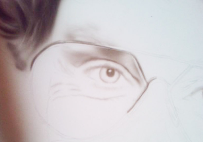 Freihändig angelegtes Airbrushportrait, monochrom in sepia