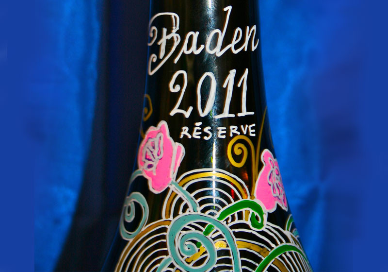  Handbemalte Weinflasche 