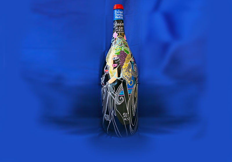  Handbemalte Weinflasche 