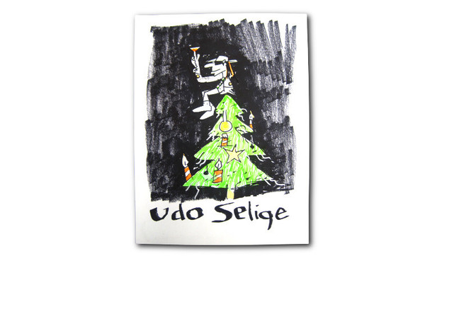Handgemalte Weihnachstkarten von Udo Lindenberg