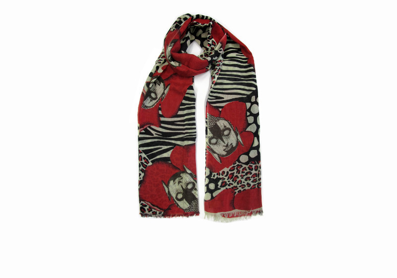 Limitierter Kaschmir-Schal made in Nepal mit Mohnblumenmotiv