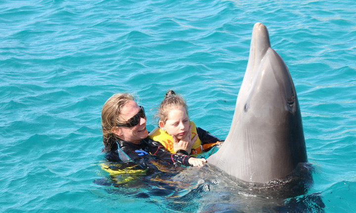 Nele at her dolphin therapy