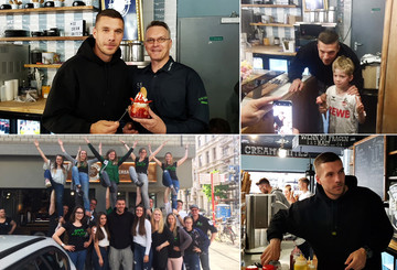 Mit Podolski in seiner Kölner Eisdiele