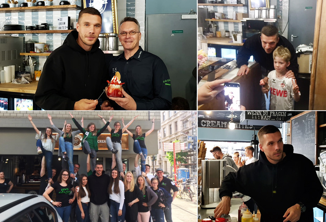 Mit Podolski in seiner Kölner Eisdiele